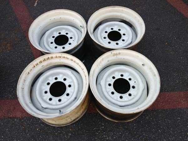 Set Of Four X Stock Steel Lug Rims Ford Dodge Chevy For