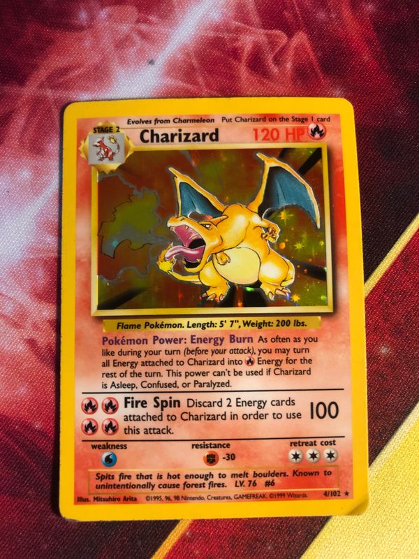 Charizard 4 102 Holo Foil Holographic Rare Pokemon Cards TCG Card 1999