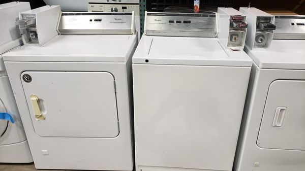 WHIRLPOOL COMMERCIAL COIN OPERATED WASHER AND GAS DRYER SET For Sale In