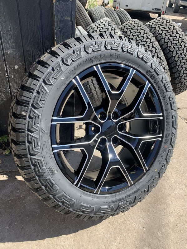 New 22” Black Rims And new All Terrain Tires 6 Lug Wheels 22s