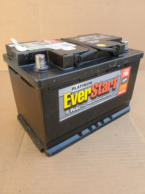 AGM Car Battery Group Size 48/H6 EverStart Platinum 2019-$100 With Core ...