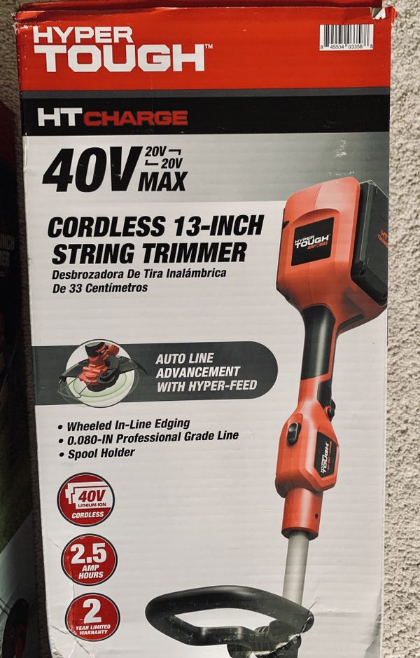 Hyper Tough Electric 40V MAX Cordless 13Inch String Trimmer & Wheeled