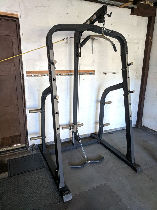 Nautilus Squat Rack, Bench, Olympic Weights, and Bars for Sale in