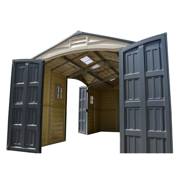 duramax 15 x 8 apex pro vinyl shed with foundation, 2