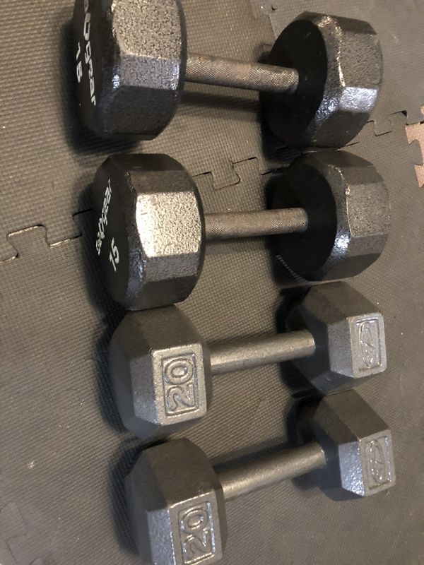 Pair of 15 and 20 lbs dumbbells for Sale in Kent, WA - OfferUp