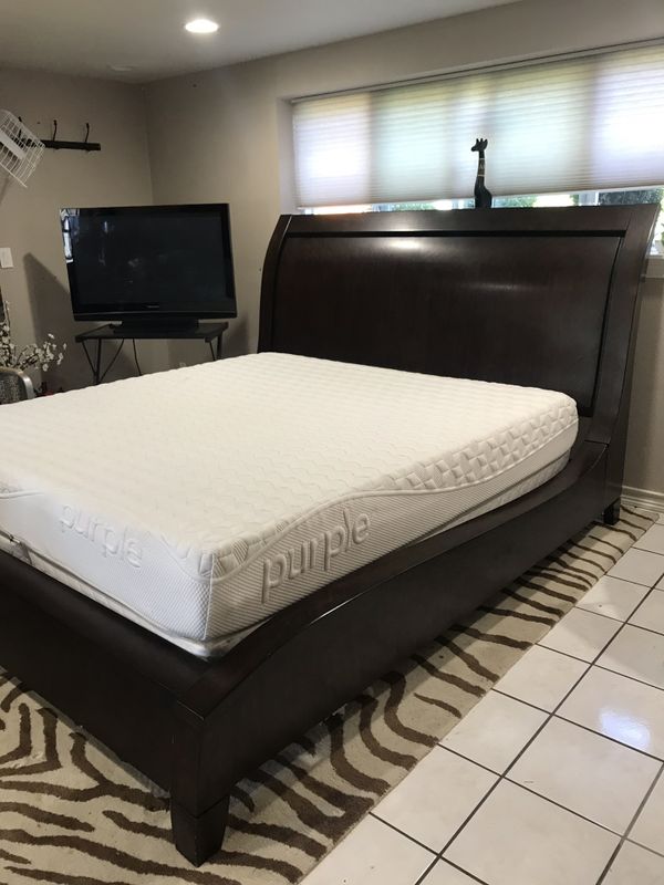king bed frame+Purple memory foam mattress for Sale in