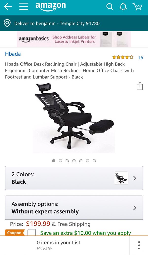 Hbada Office Desk Reclining Chair Adjustable High Back Ergonomic Computer Mesh Recliner Home Chairs With Footrest And Lumbar Support Black