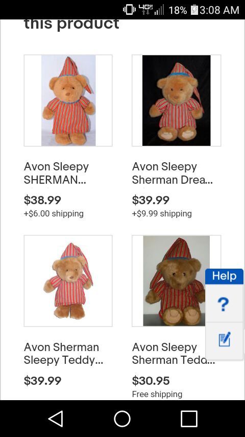 avon sherman sleepy time bear