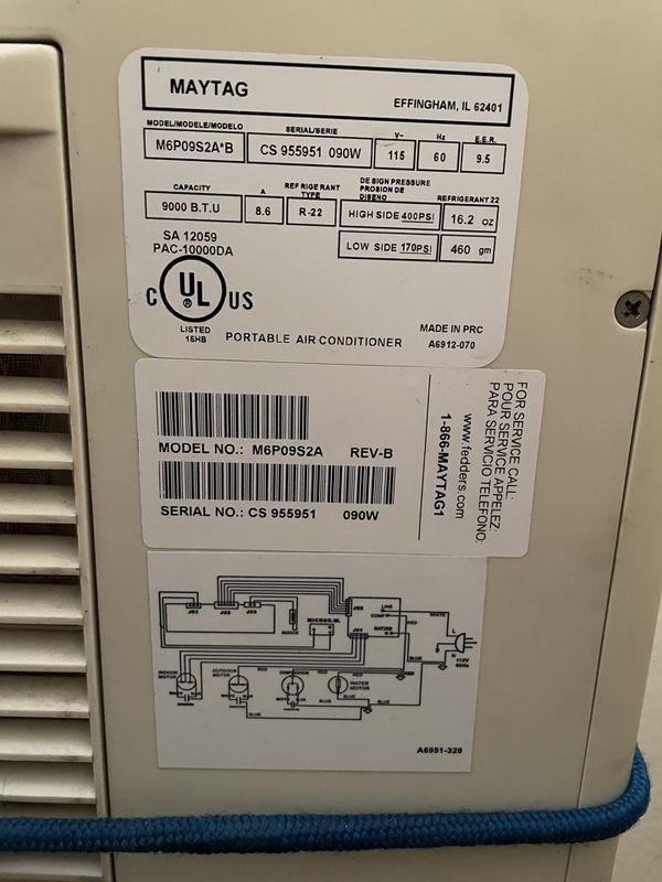 Maytag Portable Air Conditioner 9000 BTU M6P09S2A*B" for Sale in La