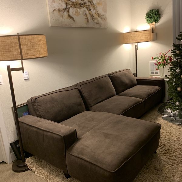 Kyra Brown Fabric Sectional 2 Piece Couch Without Ottoman For Sale In Foster City Ca Offerup