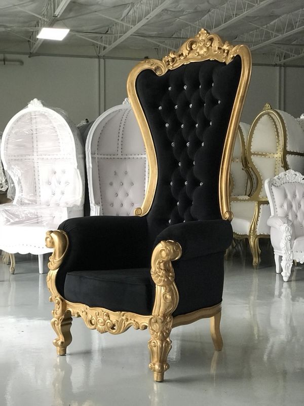 Free nationwide delivery Gold leaf black velvet throne chair king
