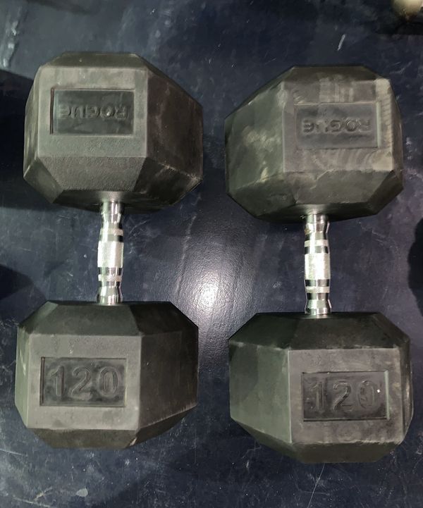 Rogue Dumbbells - 120lb & 125lb pairs. Can sell separately or as a set ...