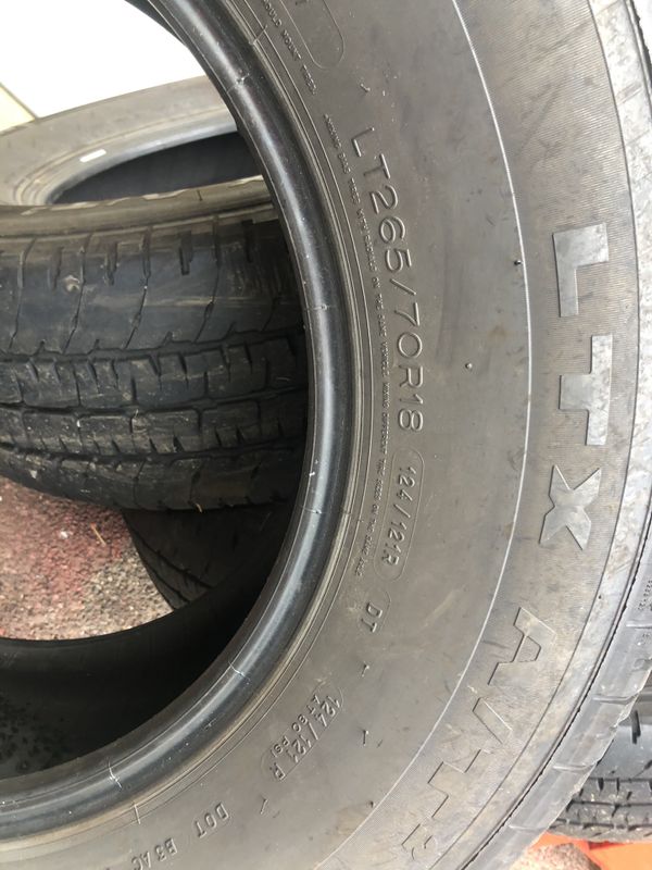 Set of 4 Michelin LTX A/T2 Load Range E LT265/70R18 Tires for Sale in