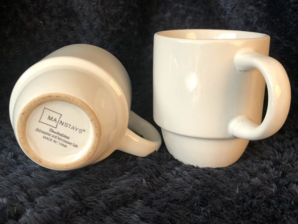 Mainstays Stackable White Coffee Mugs, Set of 2 16 oz. for Sale in San ...