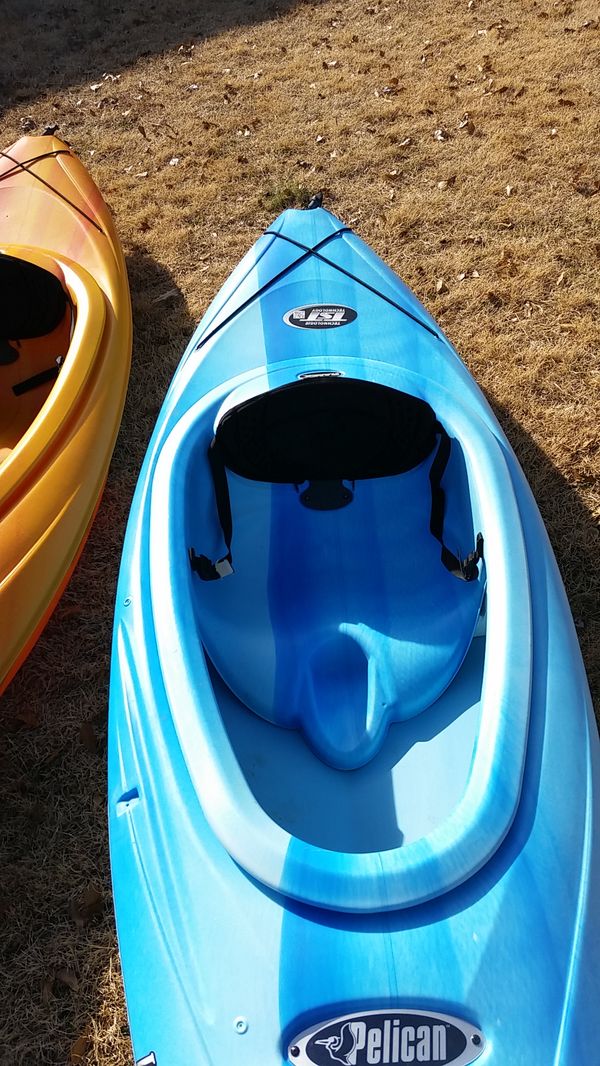 Used Pelican Vortex 80x Kayaks, 1 orange, 1 blue, Single Person for