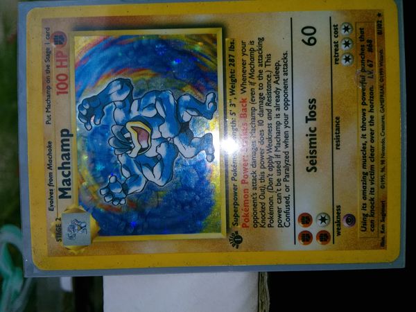 first-edition-machamp-pokemon-card-from-1995-97-98-for-sale-in-corona