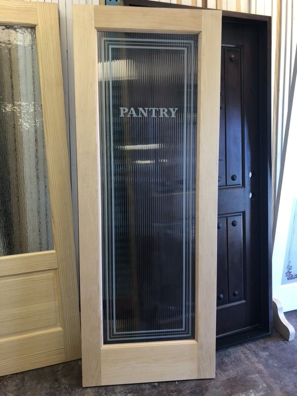 30x80” Interior Pantry Door with etched glass design for Sale in