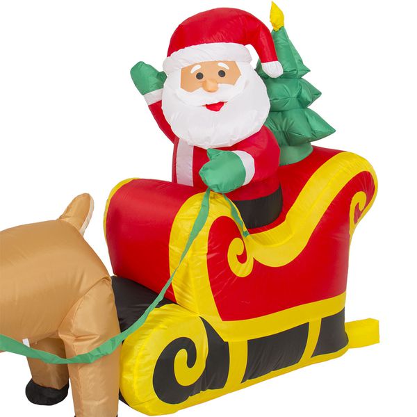 9Ft Pre-Lit Inflatable Blow Up Christmas Santa Claus And Reindeer For ...