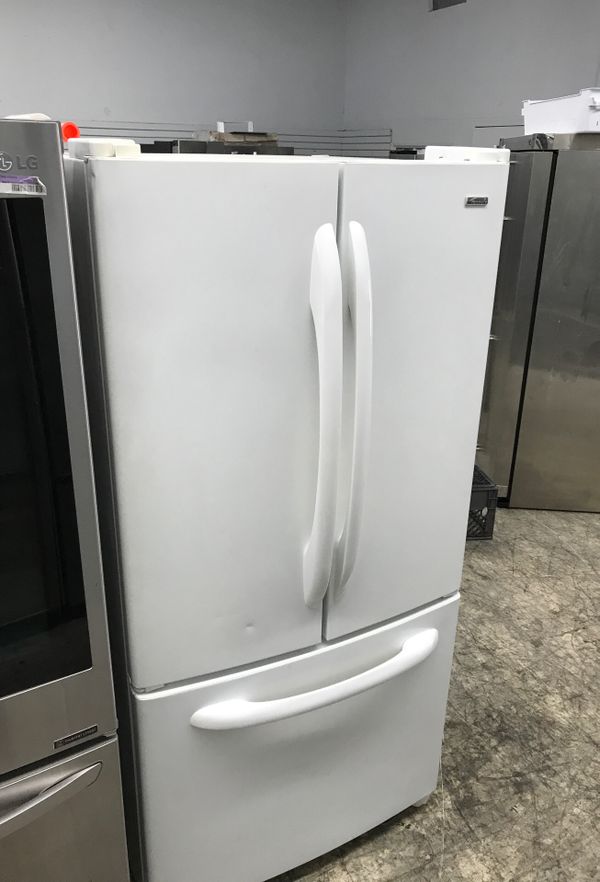Kenmore elite textured white 33” wide French door fridge energy saver