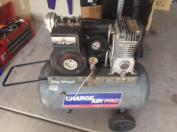 Air Compressor 5 HP gas motor 20 Gal DeVilbiss charge air pro needs a ...