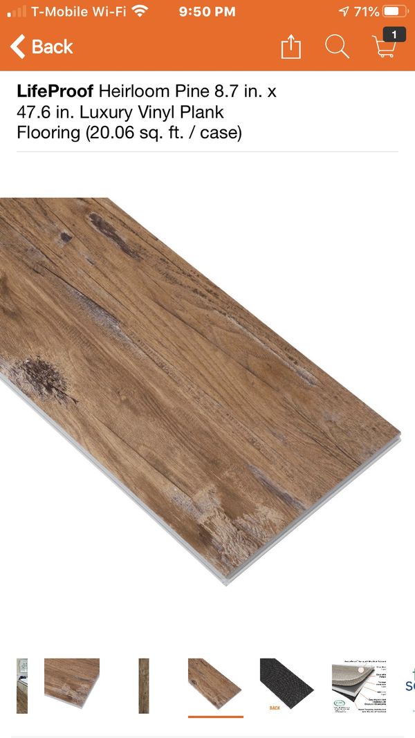 Flooring: LifeProof Heirloom Pine 8.7 in. x 47.6 in. Luxury Vinyl Plank