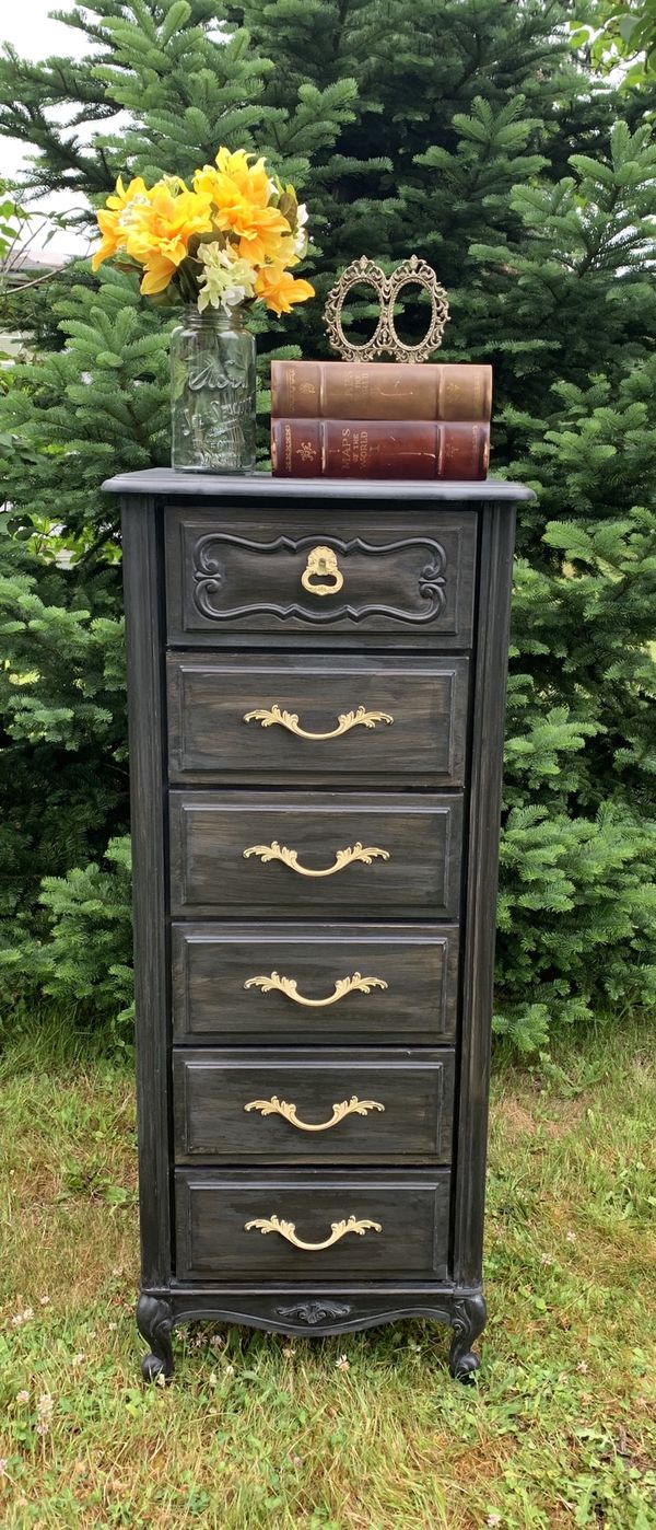 Tall black distressed dresser or chest of drawers for Sale in Buckley