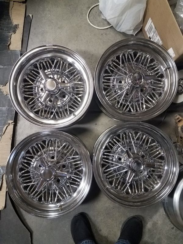 15x6 tru spokes 45 spoke wire rims 5 lug Chevy bolt pattern 5x5 caah or