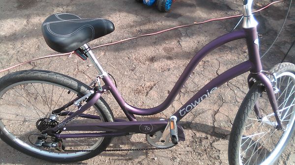 purple townie bike