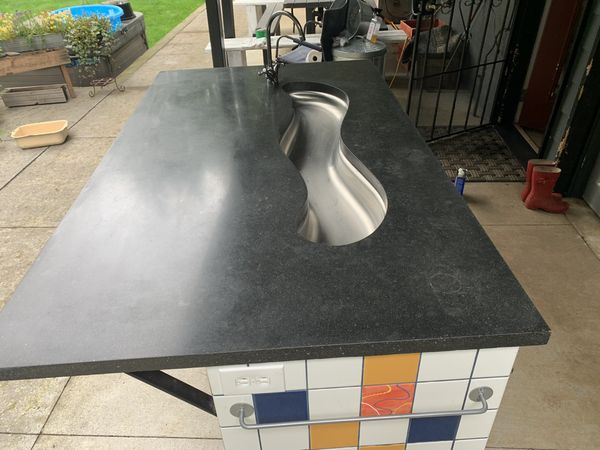 Custom concrete counter with Elkay Mystic River sink for ...