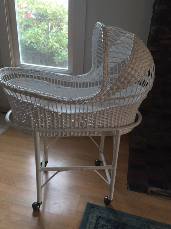 antique wicker doll bassinet