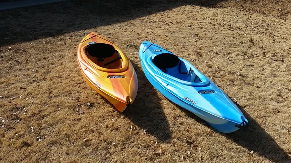 Used Pelican Vortex 80x Kayaks, 1 orange, 1 blue, Single Person for ...