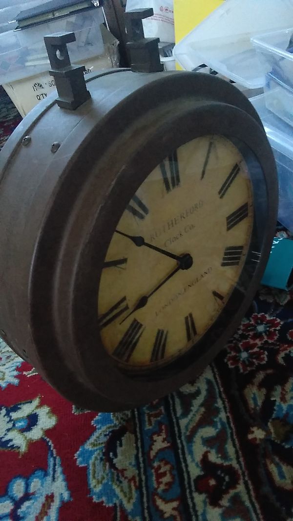 Double sided vintage antique clock Rutherford clock Co. London,England for Sale in Huntington
