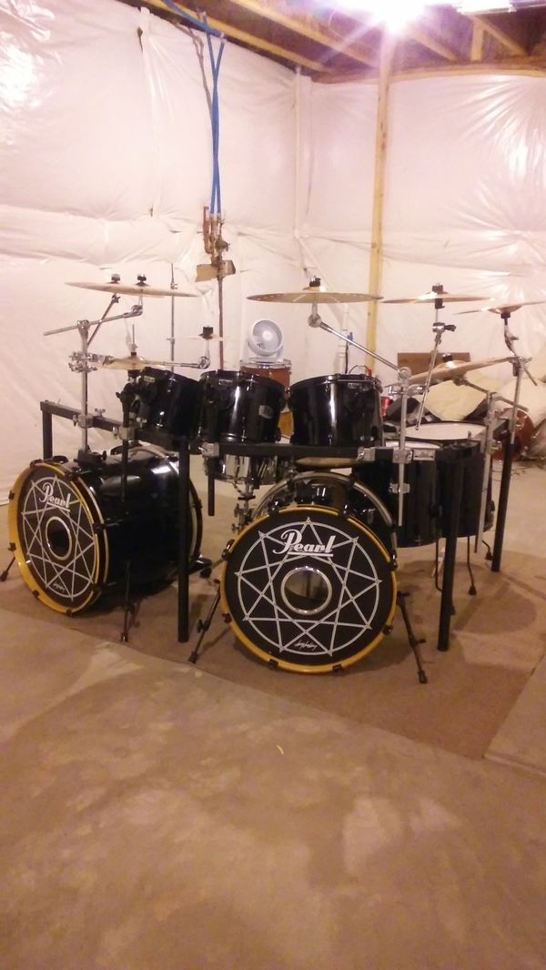 Pearl Export Double Bass Kit Plus Drum Rack for Sale in Thornton, CO