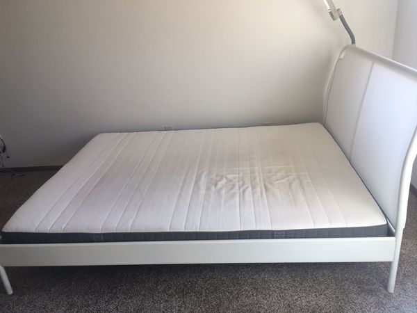 IKEA Duken Luroy Queen white bed with mattress for Sale in Eden Prairie ...