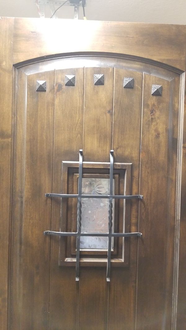 rustic mahagony stained solid wood speakeasy front door