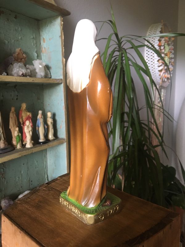 Vintage Chalkware St Anne Child Mary Religious Figurine Statue for Sale