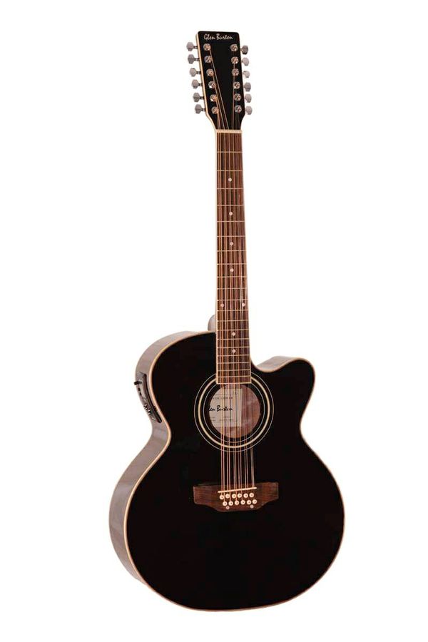 New 12 String Acoustic Electric Requinto Guitar Black Combo with Gig