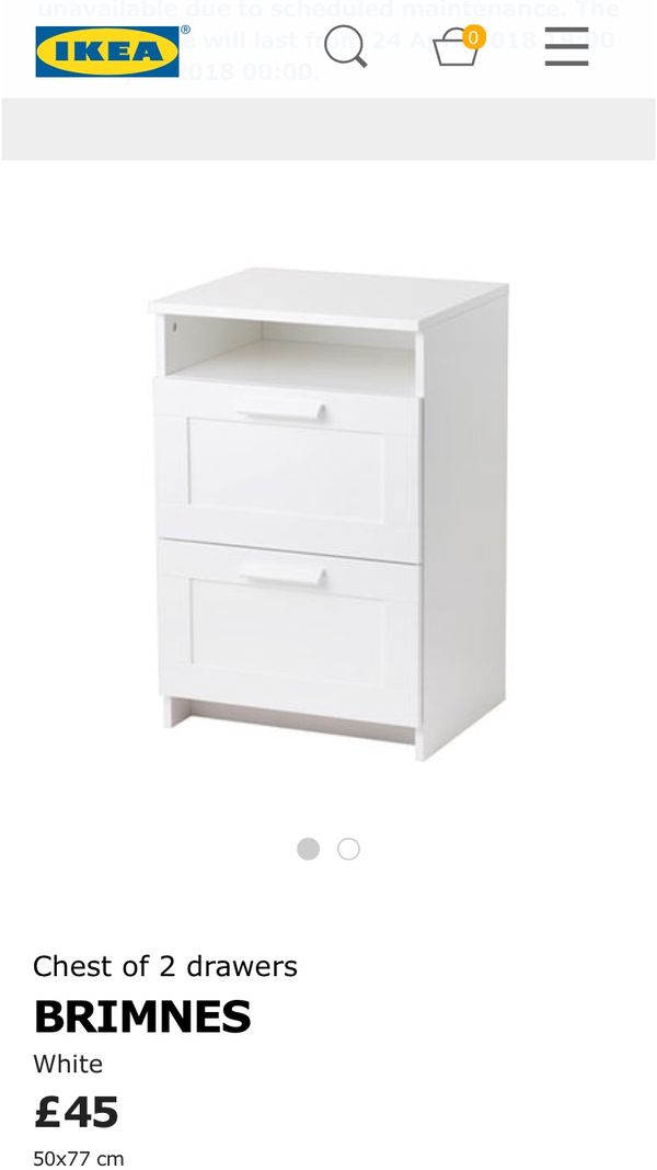 Ikea Brimnes White Two Drawer Nightstand Side Table For Sale In Chicago Il Offerup