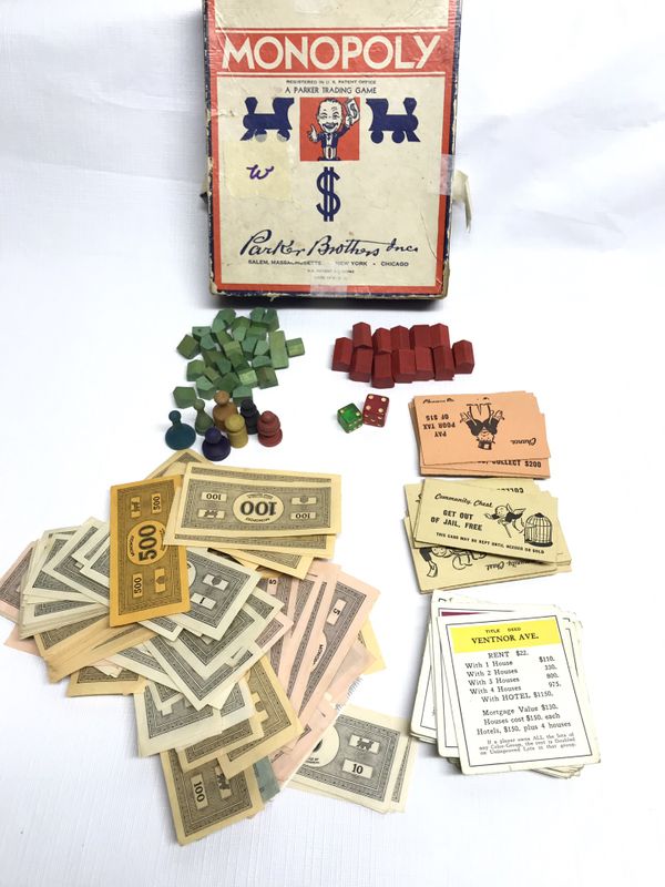 monopoly original 1940s board game kids playing