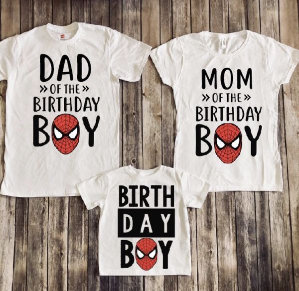 family spiderman birthday shirt