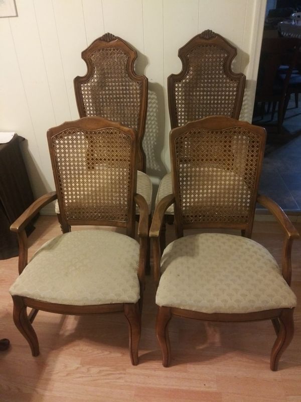 1970's Thomasville Double Pedestal Dining Table & 4 Chairs for Sale in