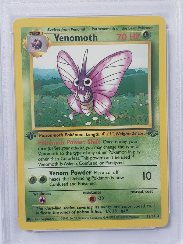 1999 1st Edition Venomoth 29 64 Jungle Edition PSA Grade Pokemon Card 