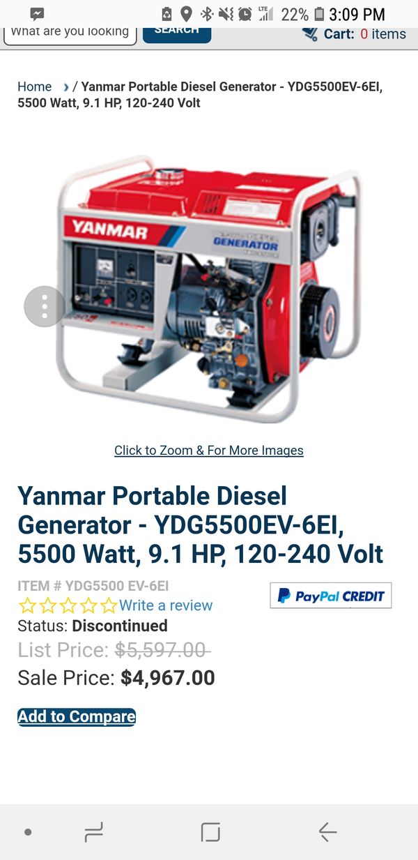 Yanmar Portable Diesel Generator 3700 Watt 5 8 Hp Gfci