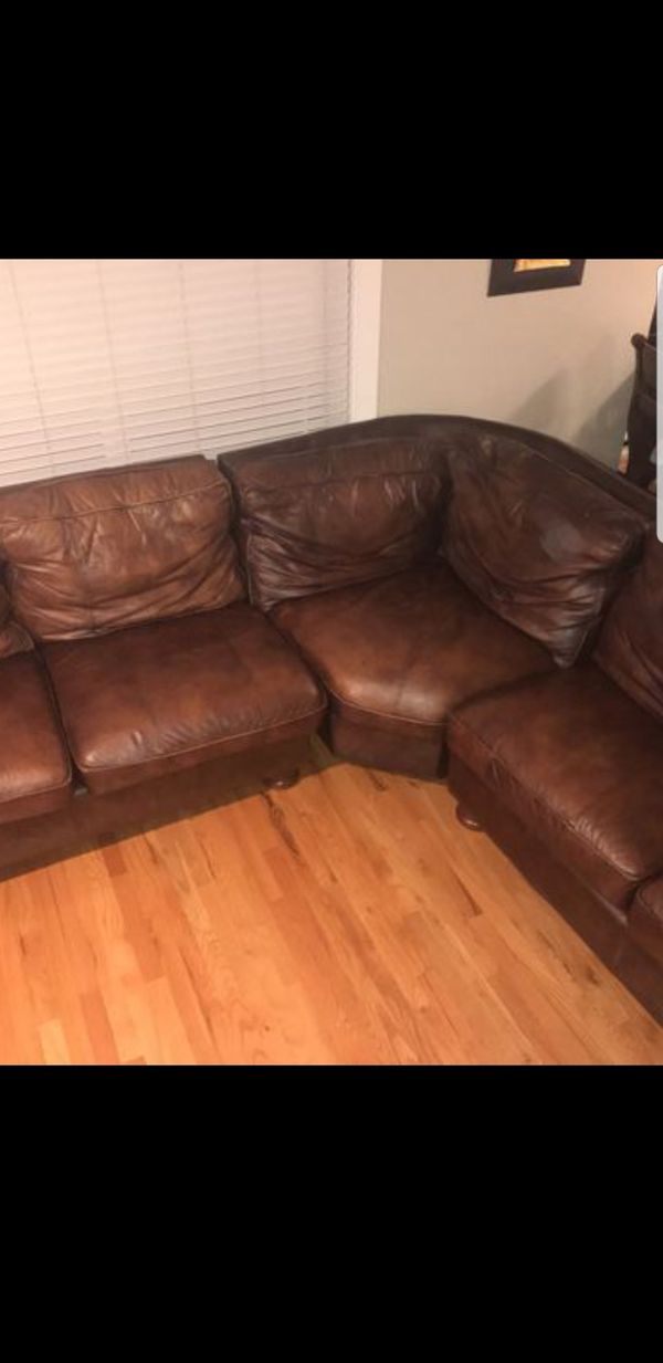 3 piece leather sectional by Seldens. Thomasville Benjamin leather