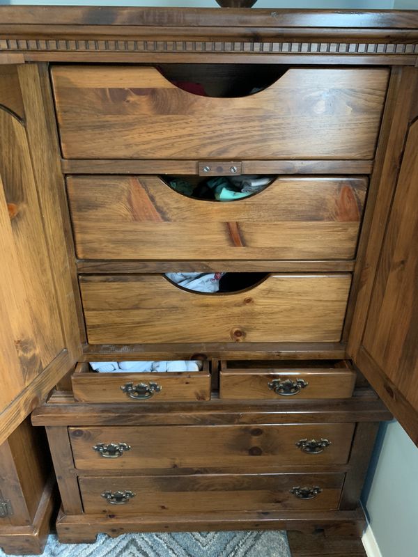 Bennington Pine 76 Vintage armoire, dresser And two nightstands for