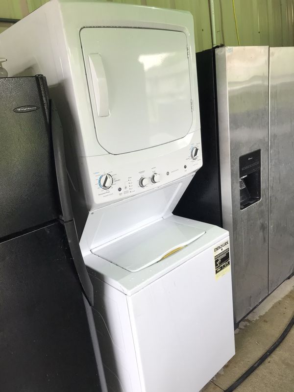 New model 27” stackable Ge washer and electric dryer combo used