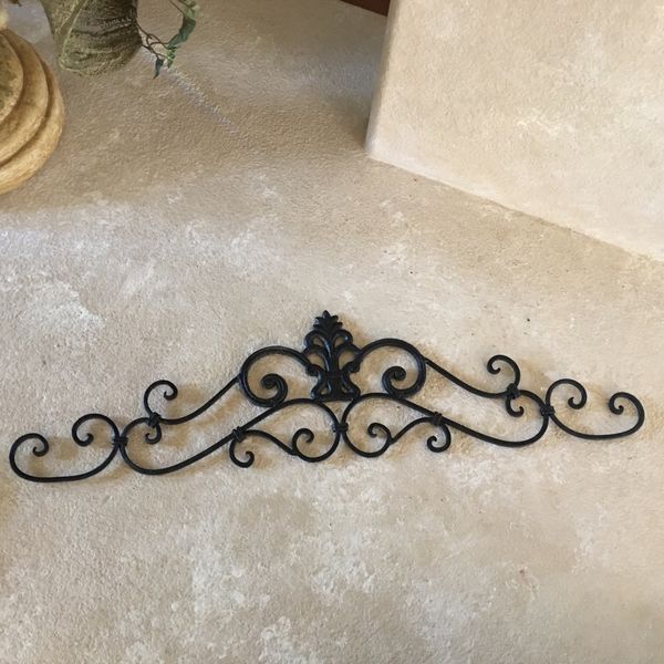 TUSCAN 27.5” x 7.75” Wrought Iron Door Topper Wall Hanging Decoration