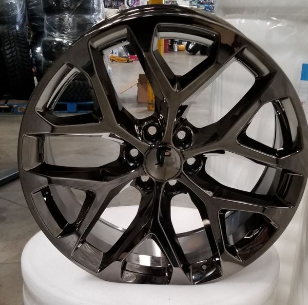 24 Black Chrome Snowflake Rims Wheels Fit Silverado Yukon Tahoe Sierra ...