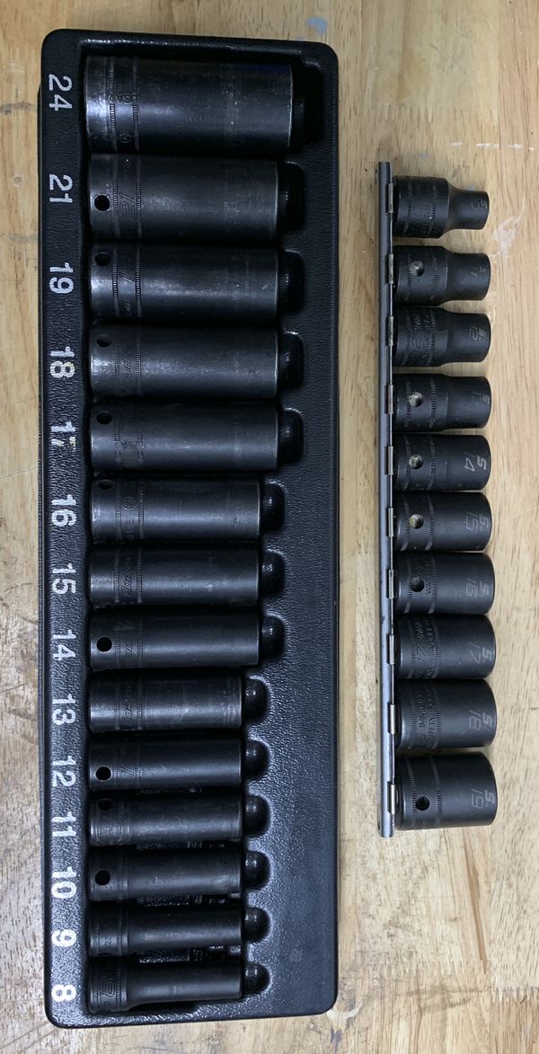 2 Sets SnapOn Metric Impact Sockets Kits Deep Shallow ½ ⅜ Long Short