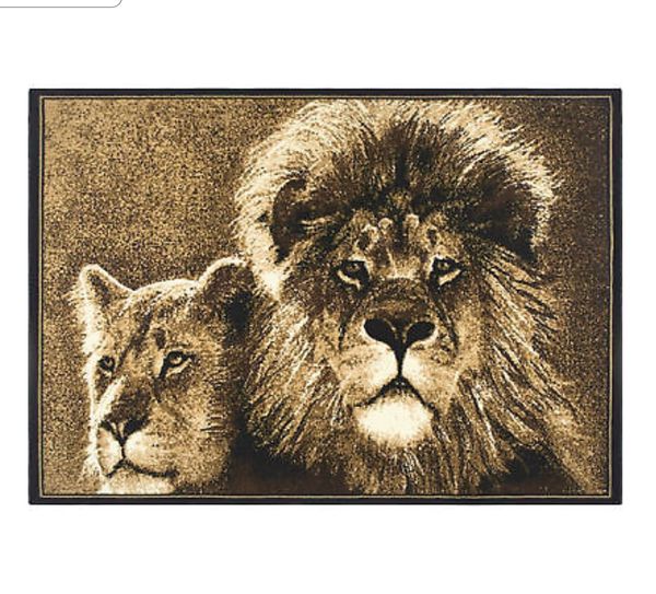 African Lion Area Rug Lioness Beige Rug King Of The Jungle
